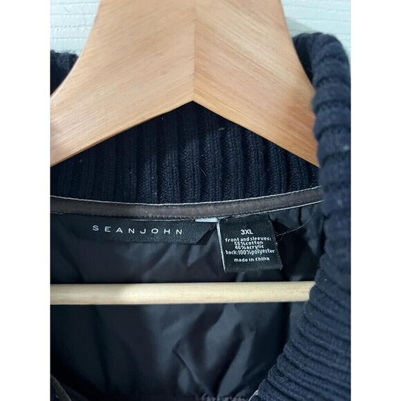 Sean John mens Sweatshirt Button Long Sleeve Dark Blue Sweater Track Jacket,3XL - Picture 3 of 7